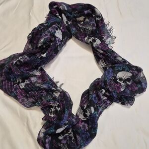 Black Floral Skull Scarf - Women's Fashion Accessory